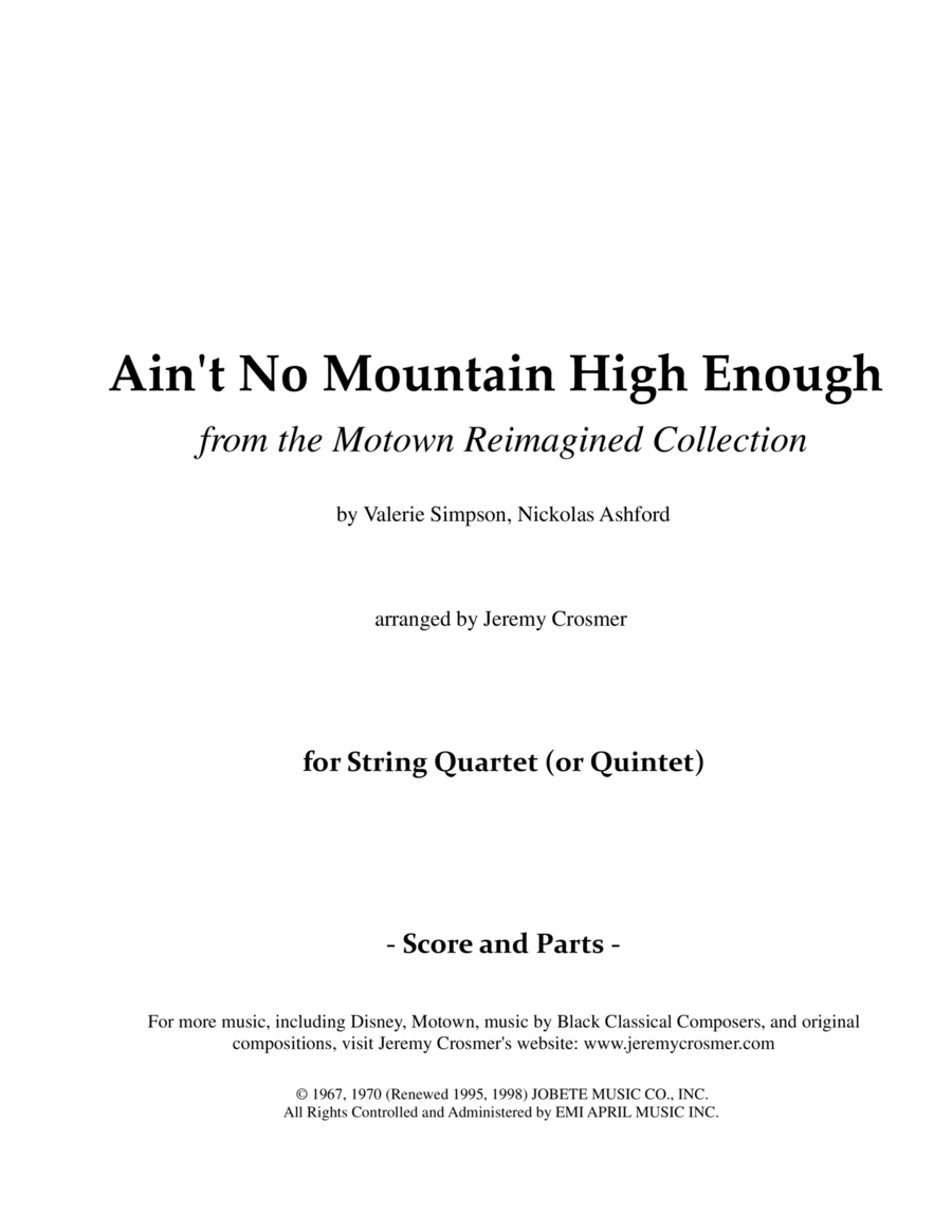 Ain't No Mountain High Enough String Quartet scores gallery preview page 1