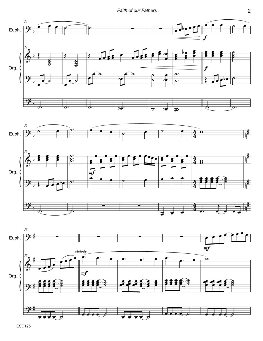 FAITH OF OUR FATHERS - Euphonium/Trombone Solo with Organ or Piano Accompaniment Brass Duet scores gallery preview page 2