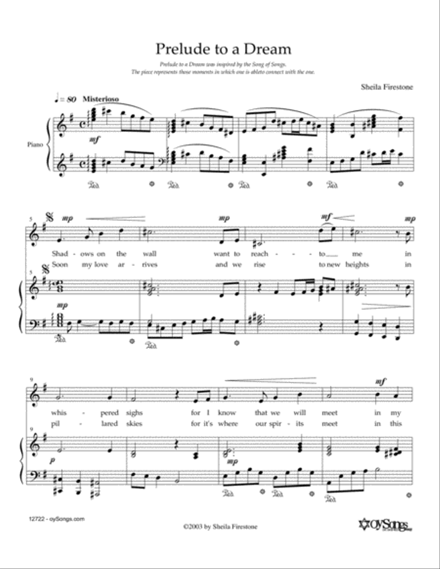 Prelude To A Dream Voice scores gallery preview page 1