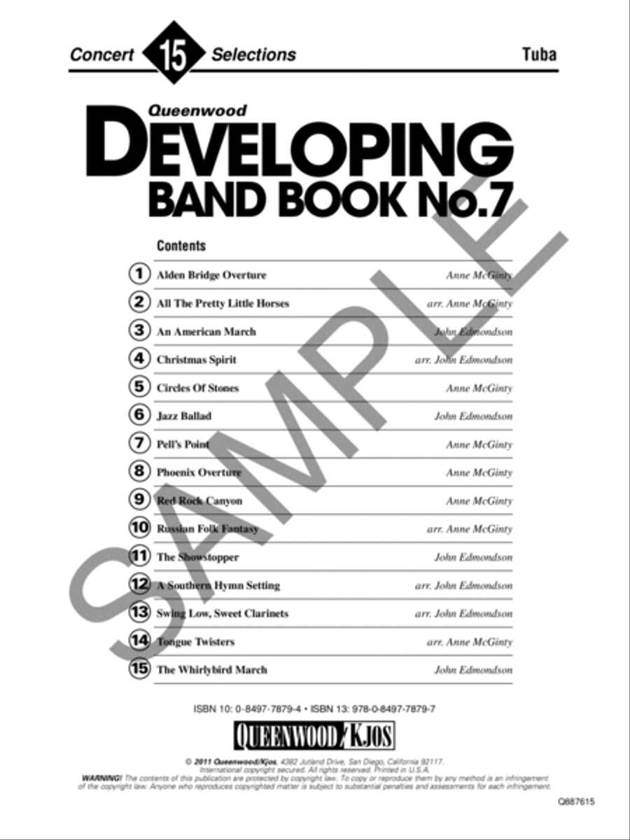 Developing Band Book No. 7 - Tuba Concert Band Methods scores gallery preview page 2
