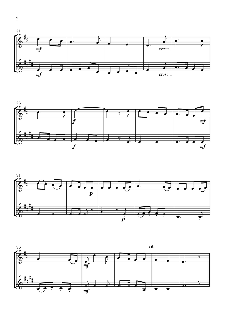 Joy to the World (Flute and Clarinet) - Christmas Carol Woodwind Duet scores gallery preview page 2