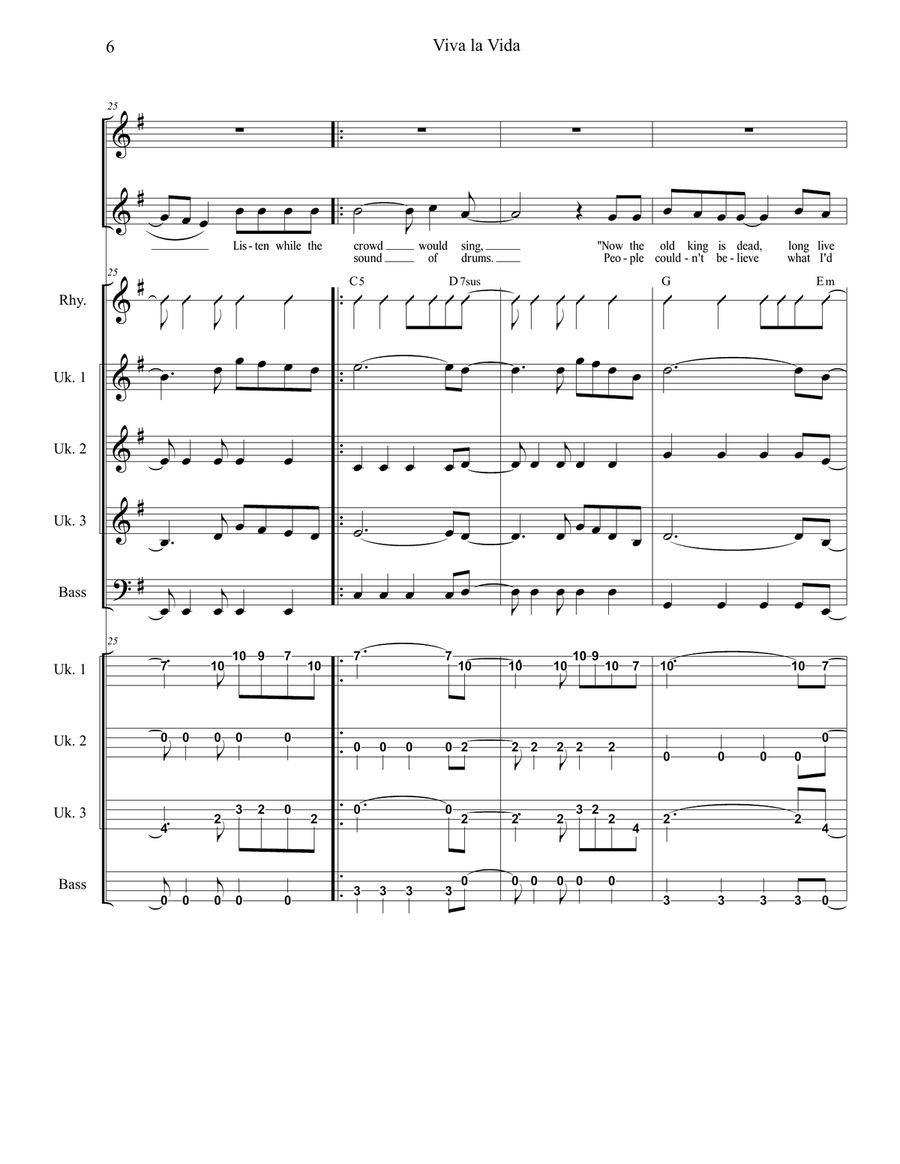 Viva La Vida Small Ensemble scores gallery preview page 6