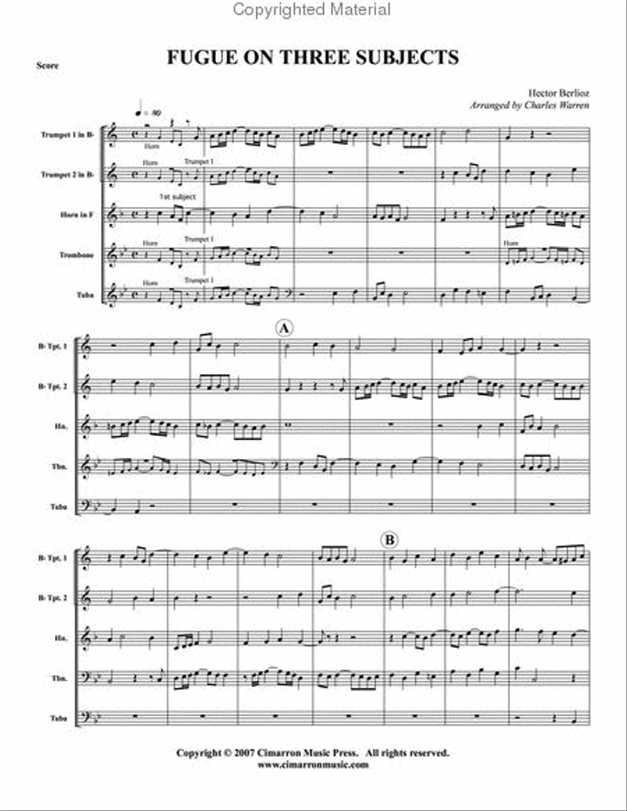 Fugue on Three Subjects (1829) Brass Quintet scores gallery preview page 2