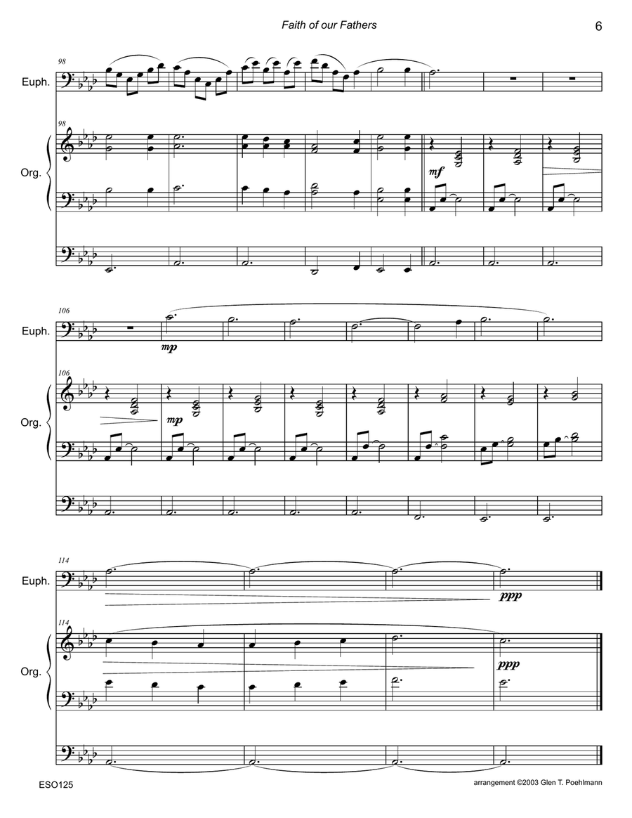 FAITH OF OUR FATHERS - Euphonium/Trombone Solo with Organ or Piano Accompaniment Brass Duet scores gallery preview page 6