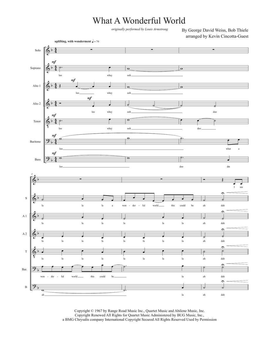 What A Wonderful World What A Wonderful World 4-Part scores gallery preview page 1