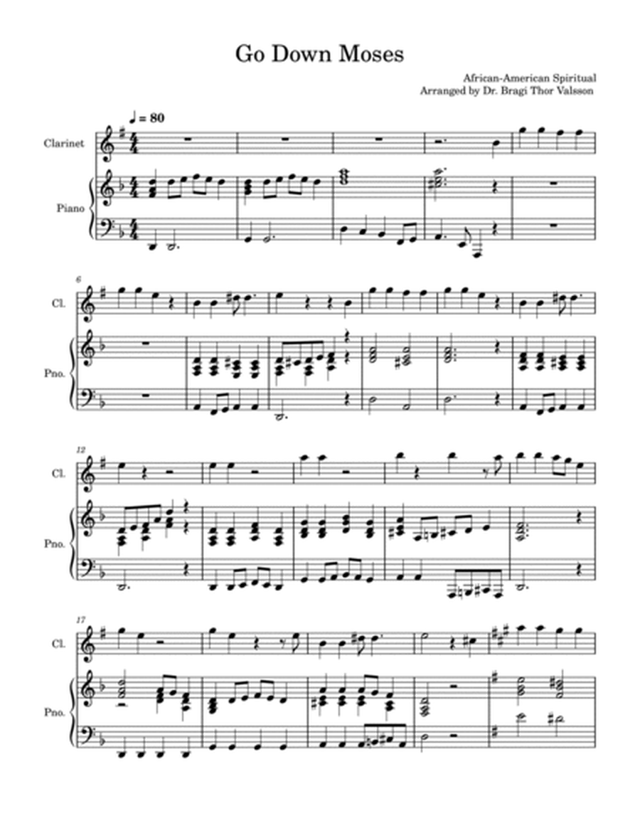 Go Down Moses - clarinet with piano accompaniment image number null