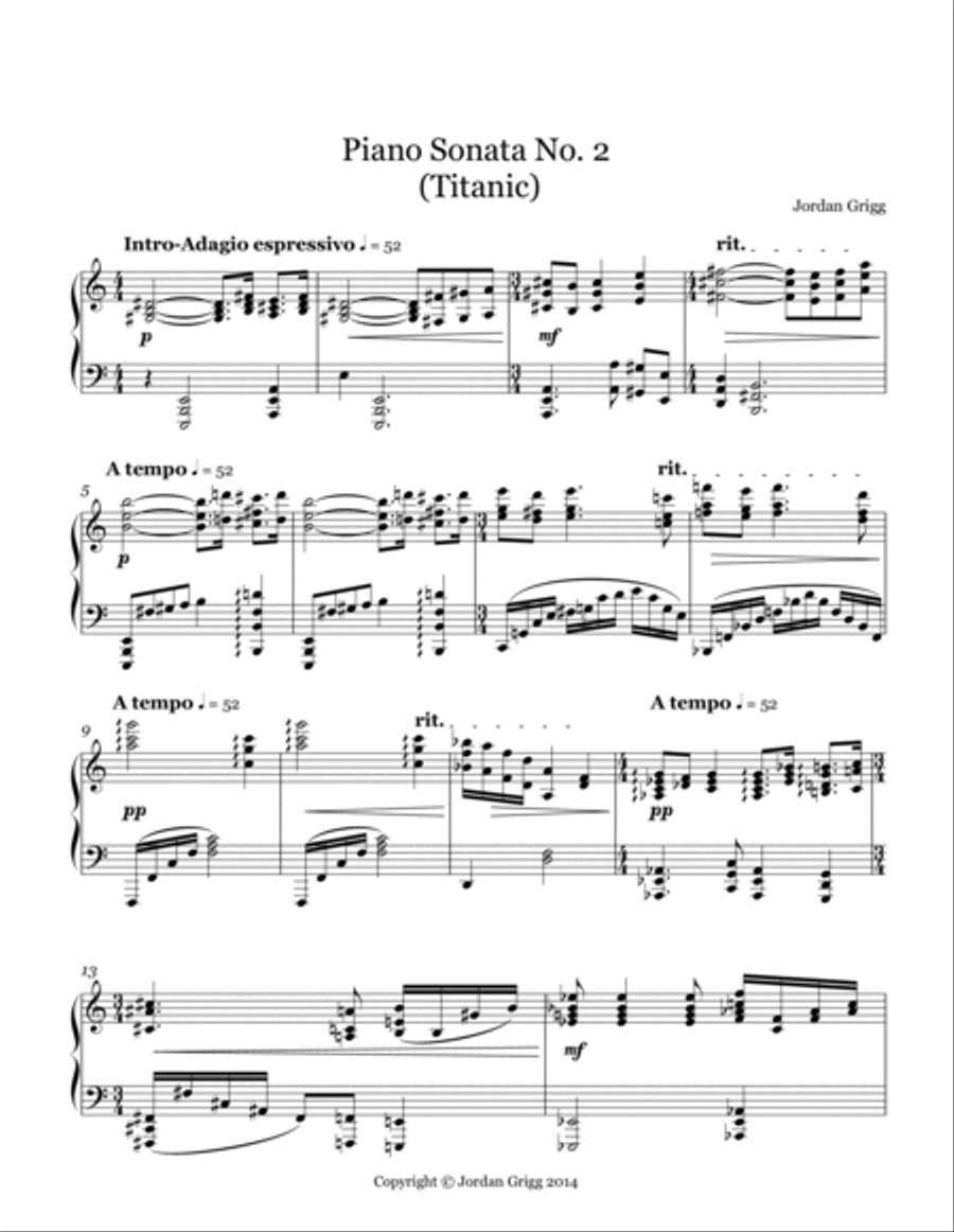 Piano Sonata No 2 (Titanic) Piano Solo scores gallery preview page 2