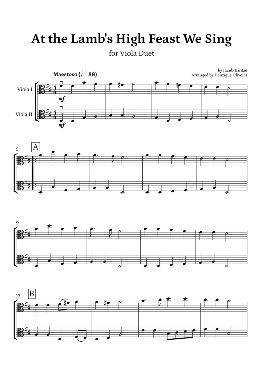 At the Lamb's High Feast We Sing (Viola Duet) - Easter Hymn image number null