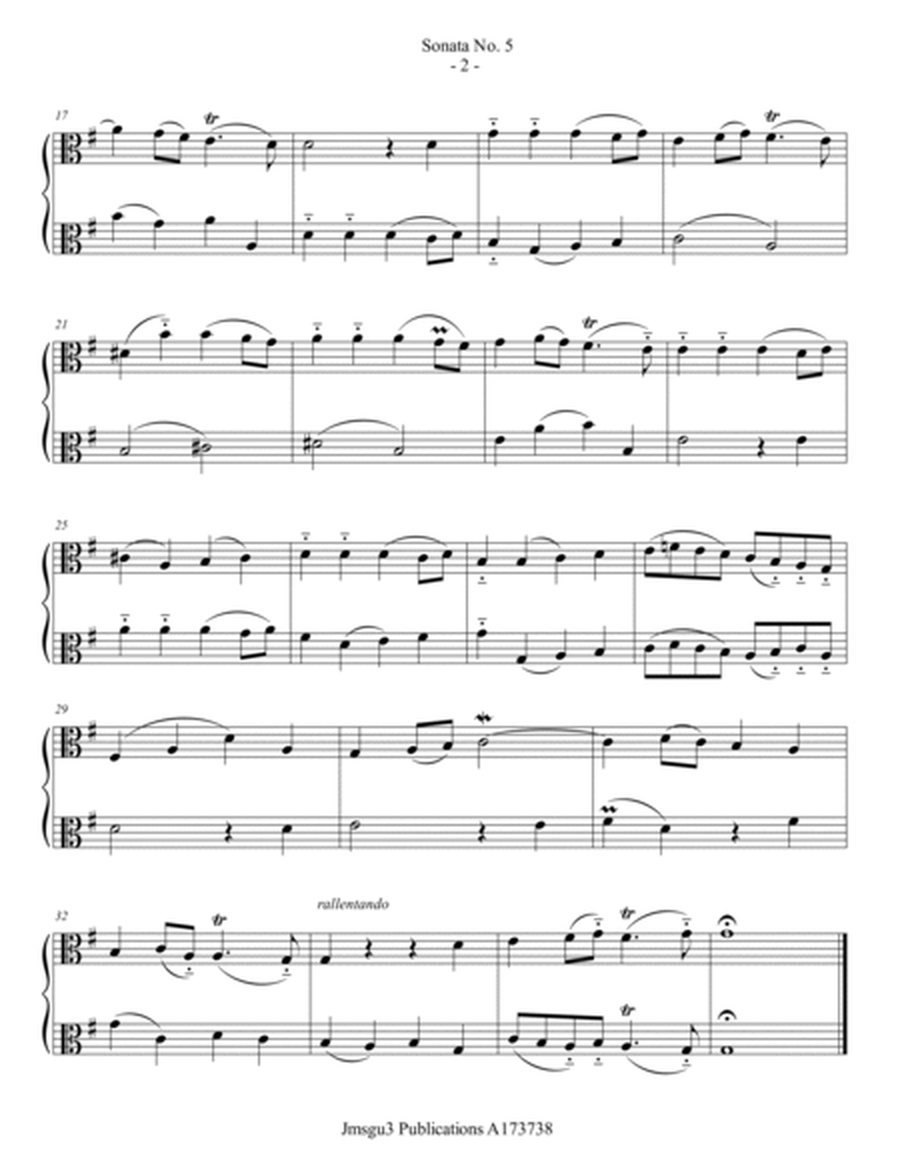 Loeillet: Sonata No. 5 for Viola Duo image number null