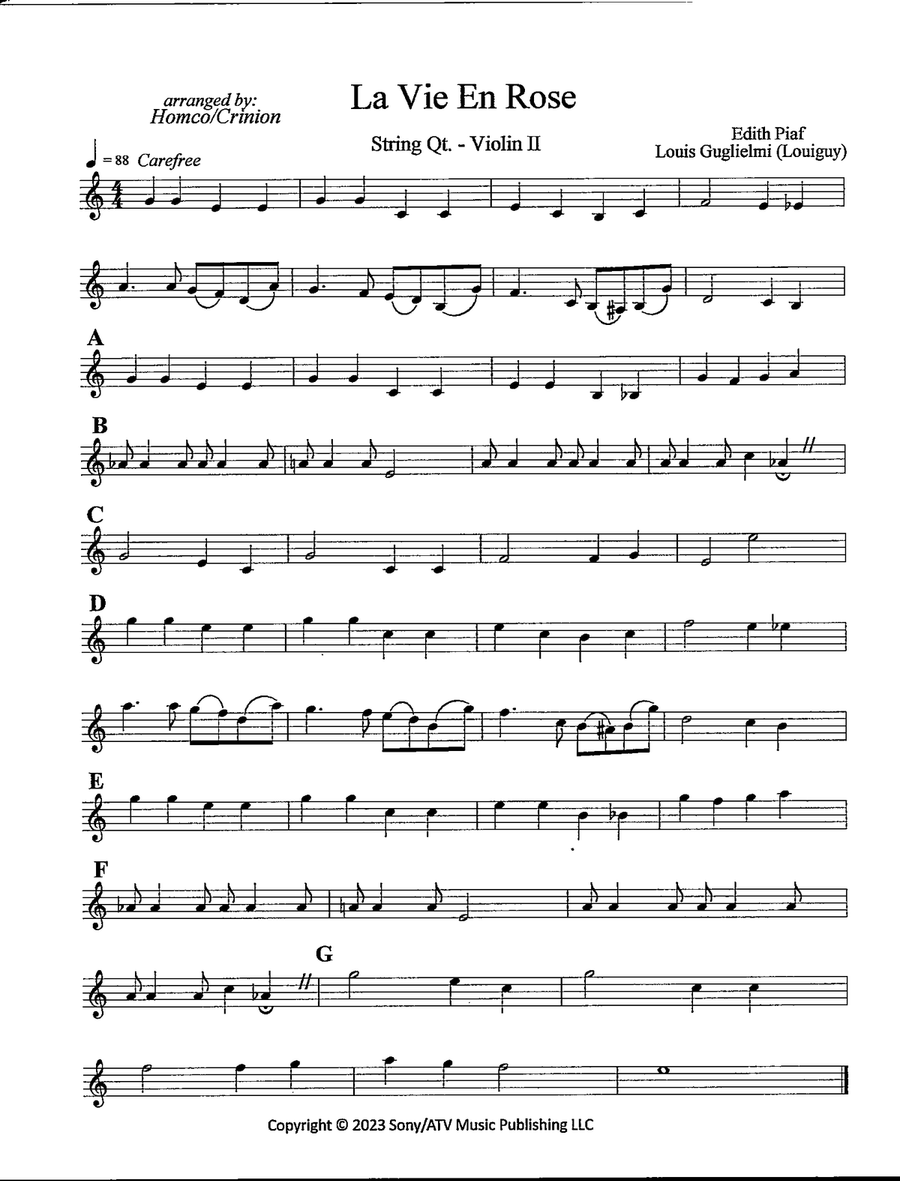 La Vie En Rose String Quartet scores gallery preview page 4