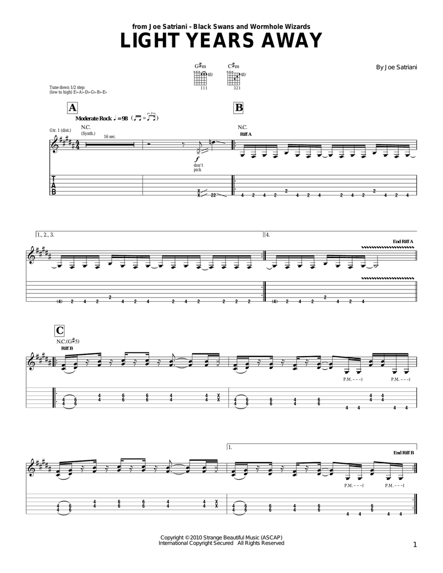 Light Years Away Light Years Away Acoustic Guitar scores gallery preview page 1