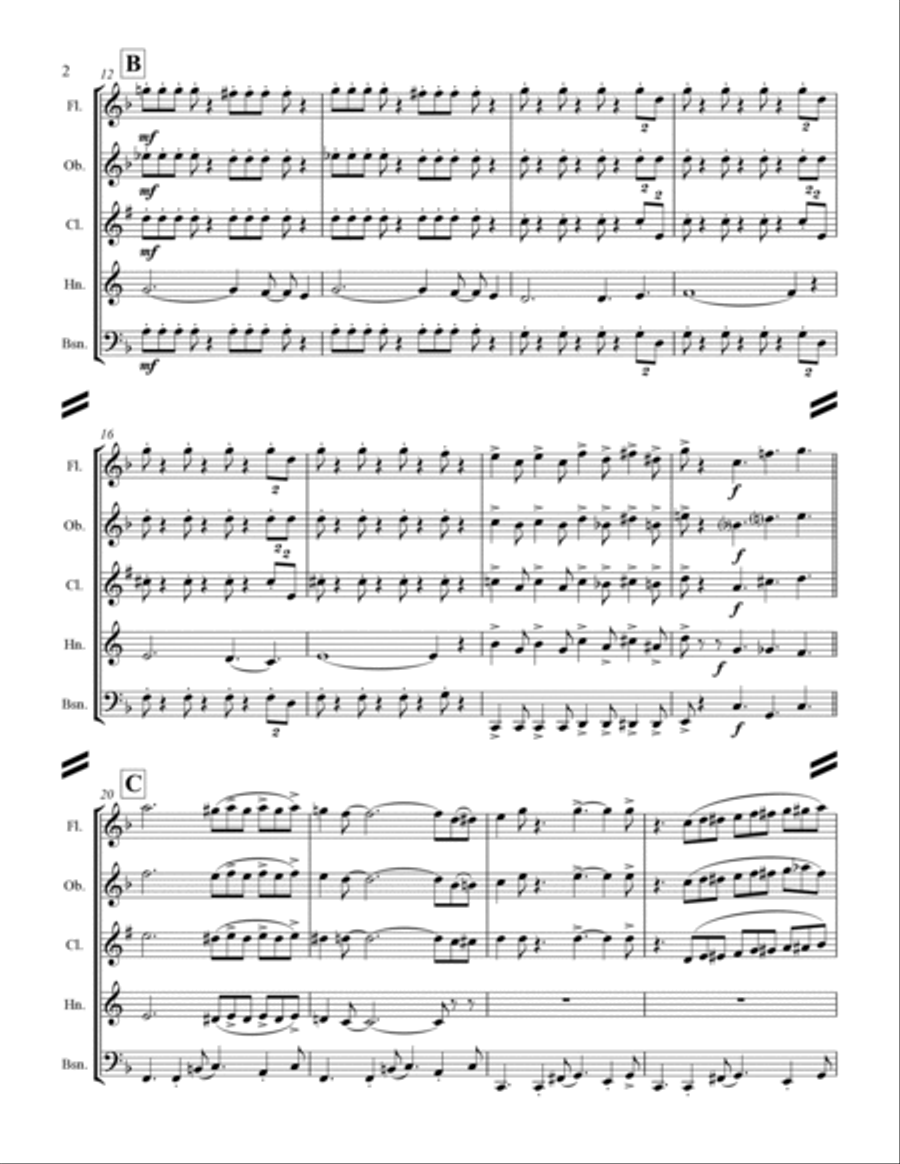 Blue Christmas Woodwind Quintet scores gallery preview page 3