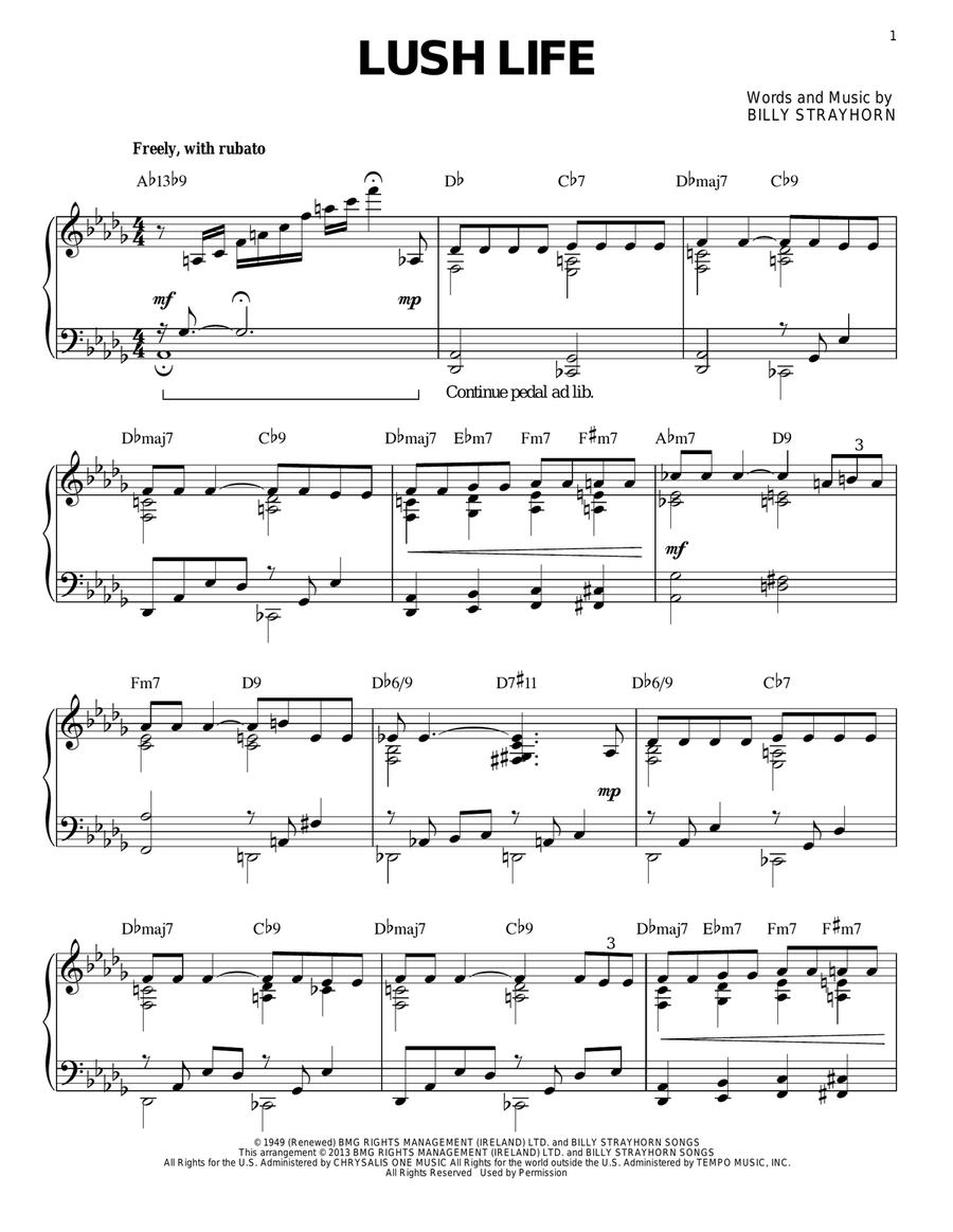 Lush Life [Jazz version] (arr. Brent Edstrom) Piano Solo scores gallery preview page 1