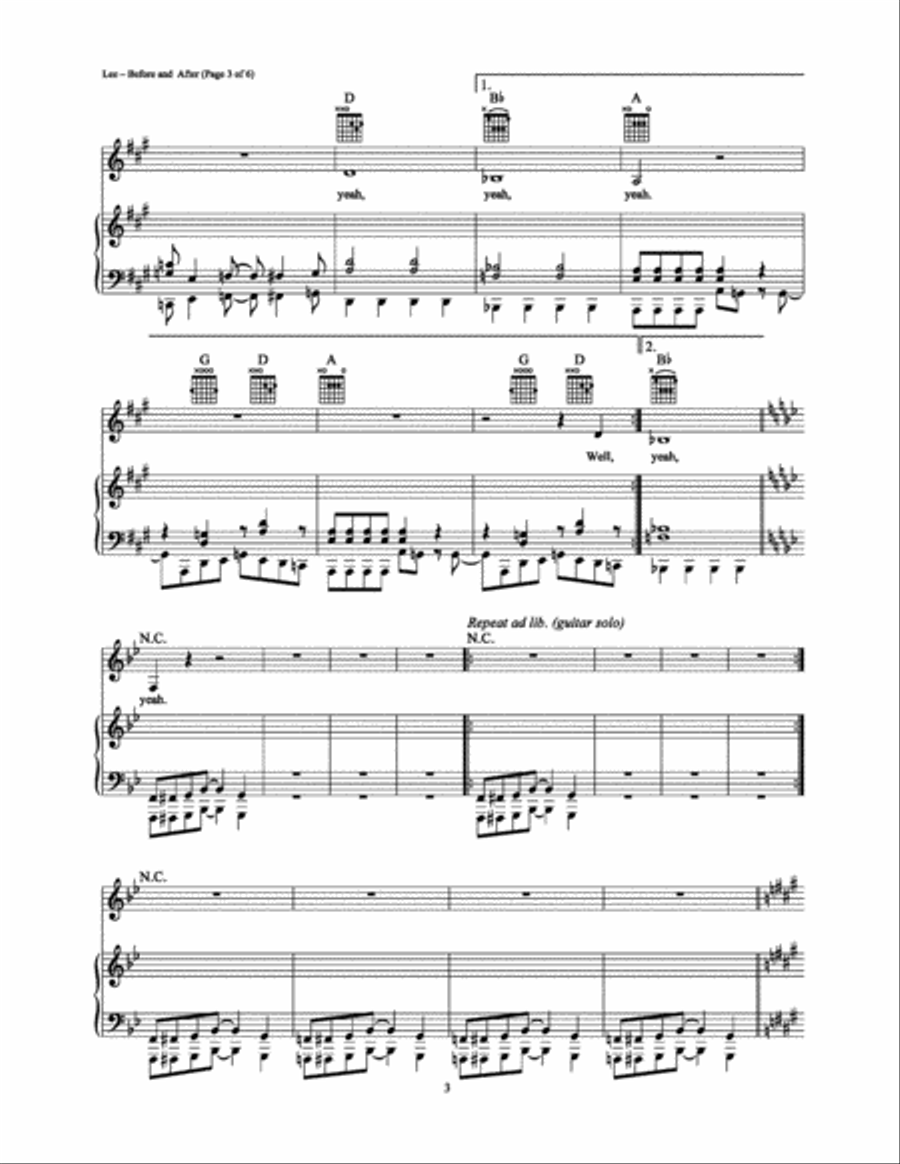 Before And After Before And After Piano, Vocal, Guitar scores gallery preview page 3
