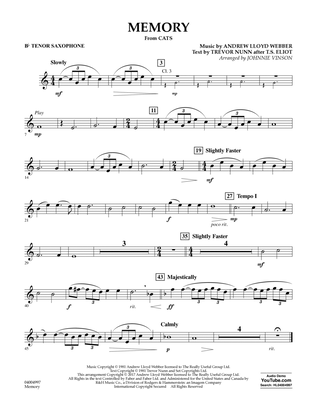 Memory (from Cats) (arr. Johnnie Vinson) - Bb Tenor Saxophone