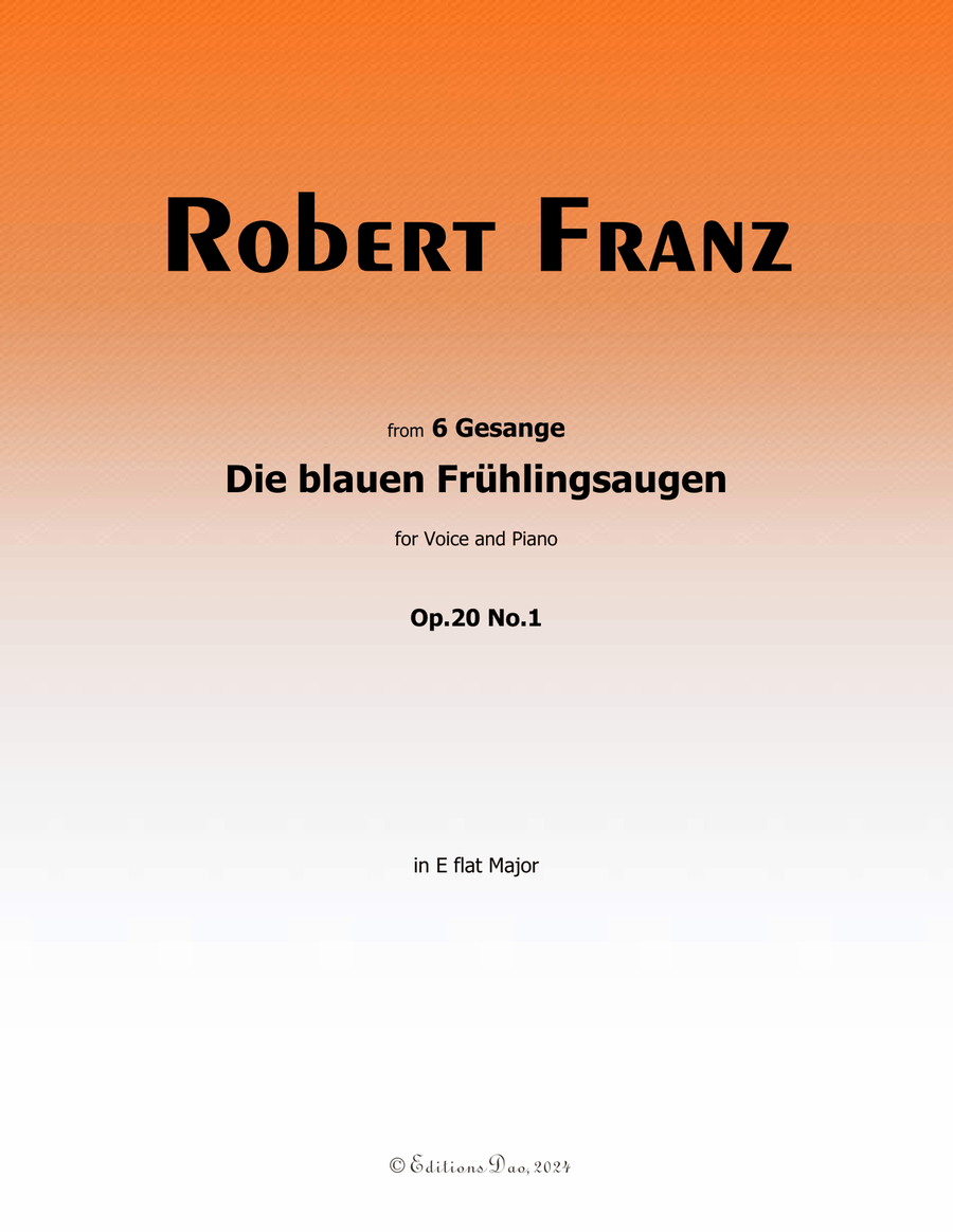 Die blauen Fruhlingsaugen, by Robert Franz, in E flat Major Voice scores gallery preview page 1