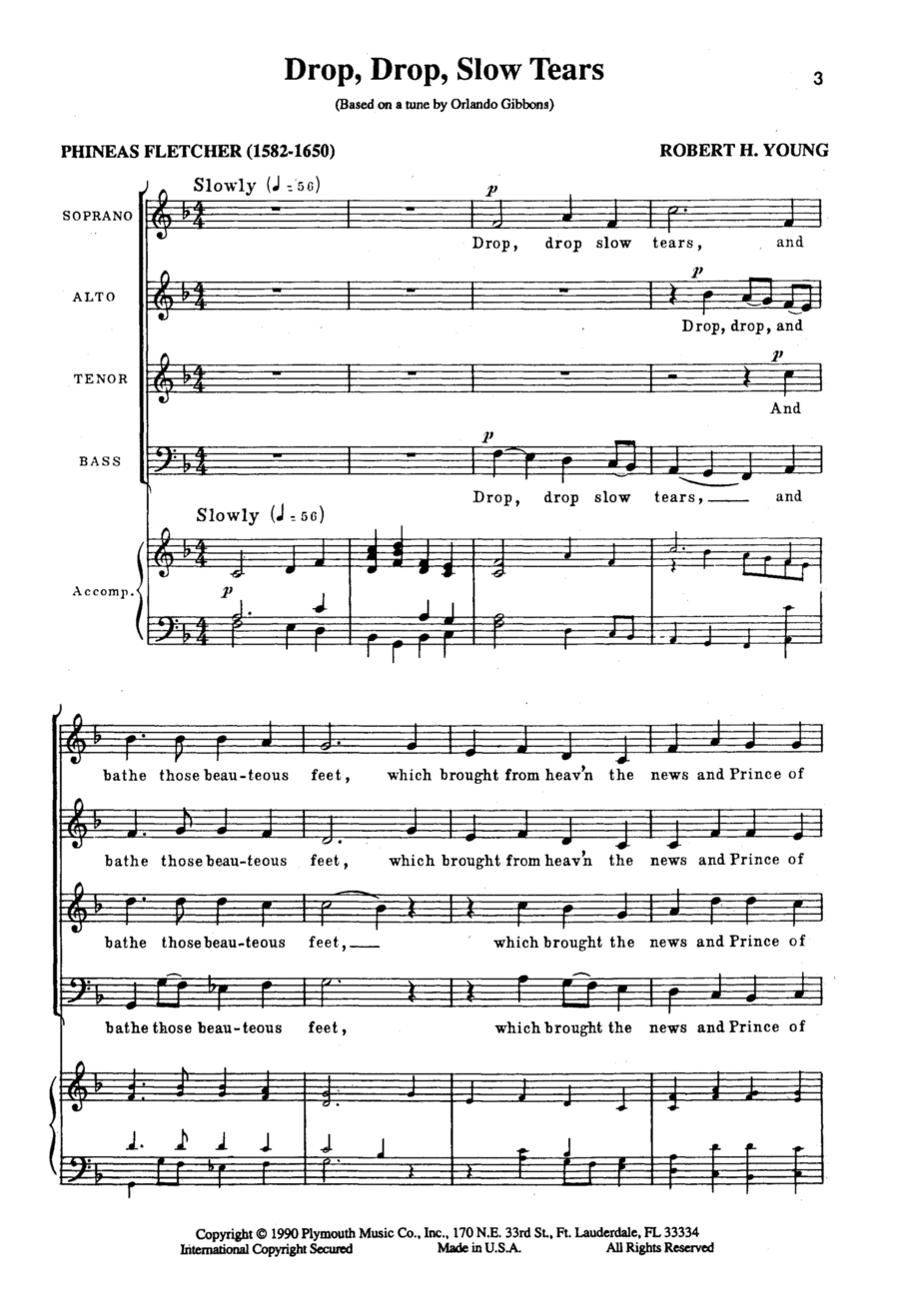 Drop, Drop Slow Tears 4-Part scores gallery preview page 1