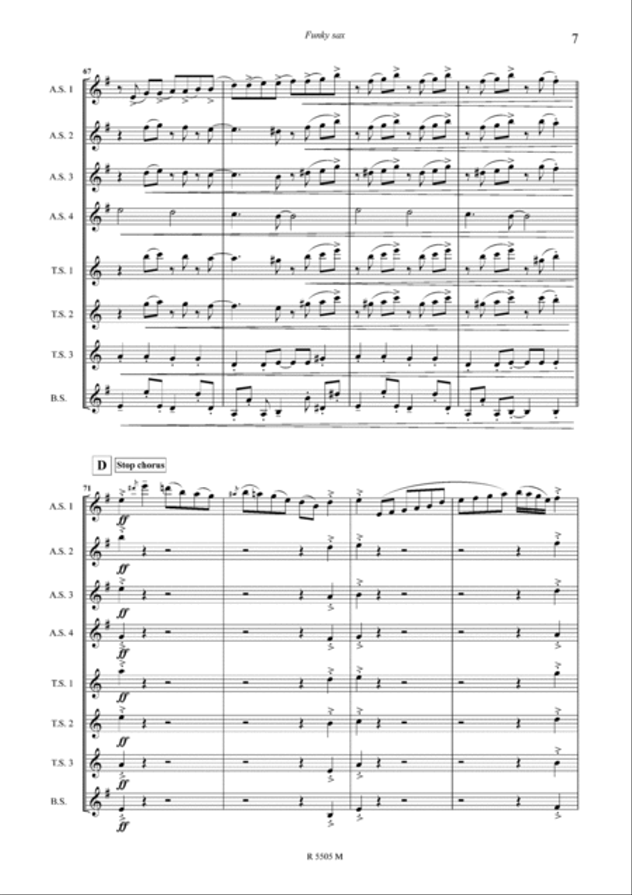 Funky sax pour saxophone Funky sax pour saxophone Saxophone Ensemble scores gallery preview page 8
