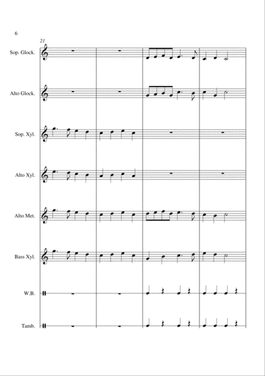 Deck The Halls - For Orff Ensemble Percussion Ensemble scores gallery preview page 6