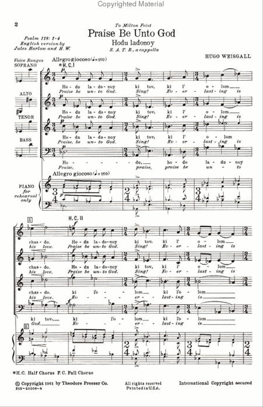Praise Be Unto God 4-Part scores gallery preview page 2