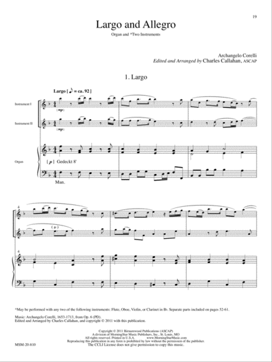 Largo and Allegro Organ scores gallery preview page 1
