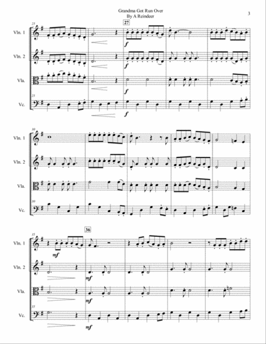 Grandma Got Run Over By A Reindeer String Quartet scores gallery preview page 4