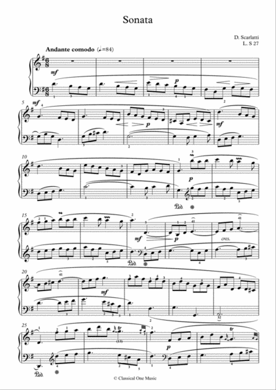 Scarlatti-Sonata in G-Major L.S27 K.240(piano) Piano Solo scores gallery preview page 2