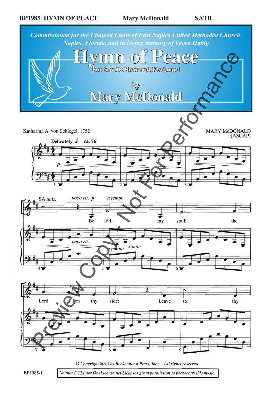 Hymn of Peace 4-Part scores gallery preview page 2