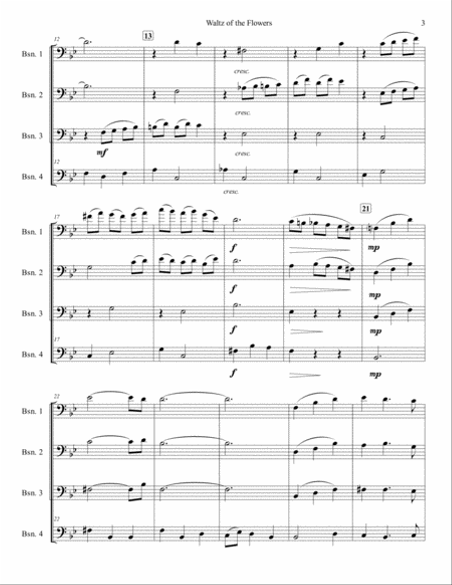 Waltz of the Flowers from The Nutcracker Suite for Bassoon Quartet Woodwind Quartet scores gallery preview page 3