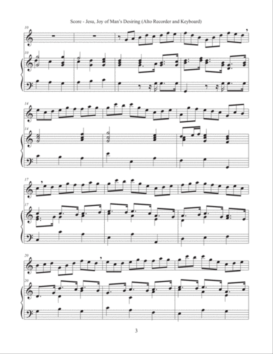 Jesu, Joy of Man's Desiring (Alto Recorder and Keyboard) Alto Recorder scores gallery preview page 3