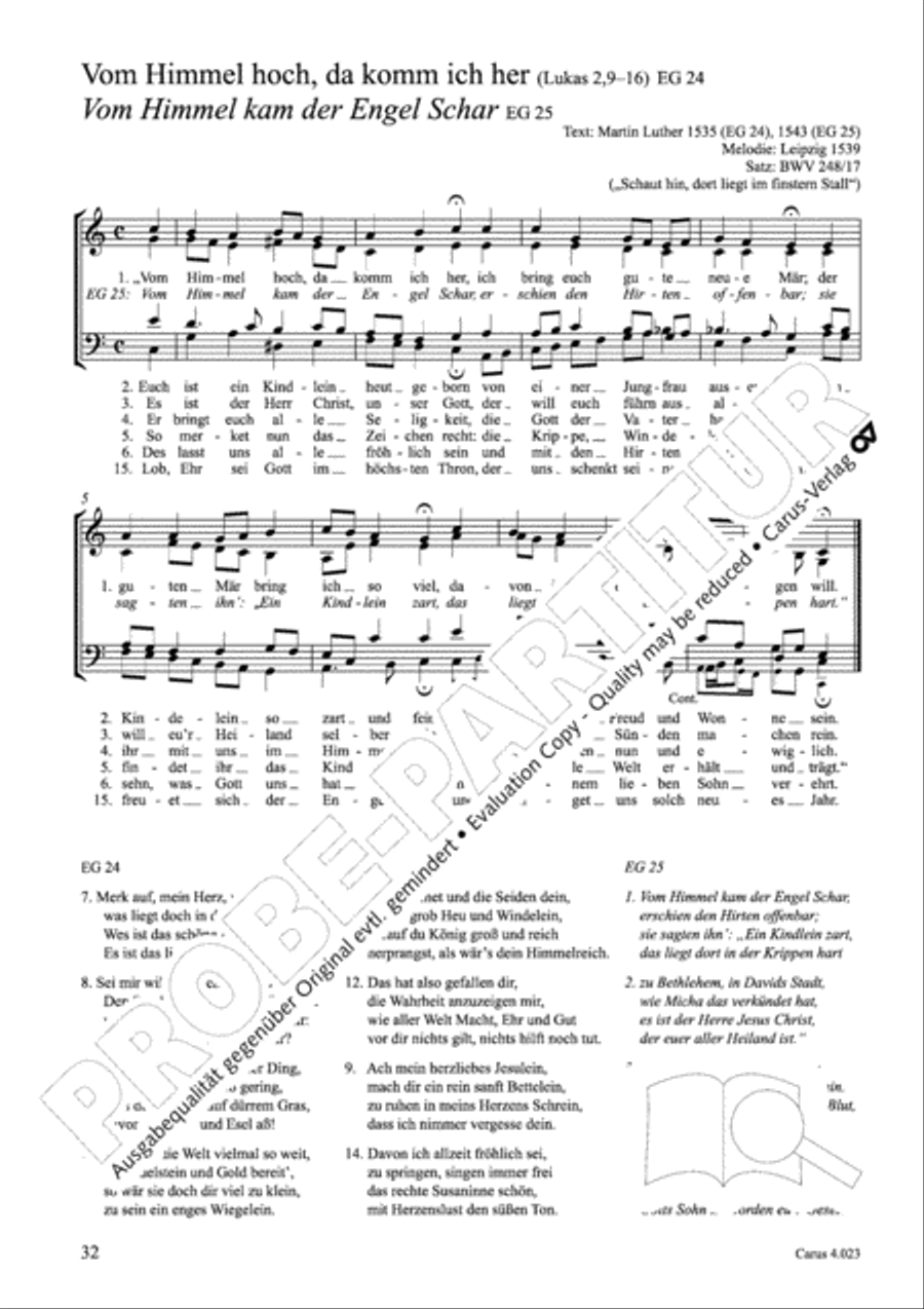 Luther Lieder in settings by J. S. Bach for mixed choir SATB 4-Part scores gallery preview page 33