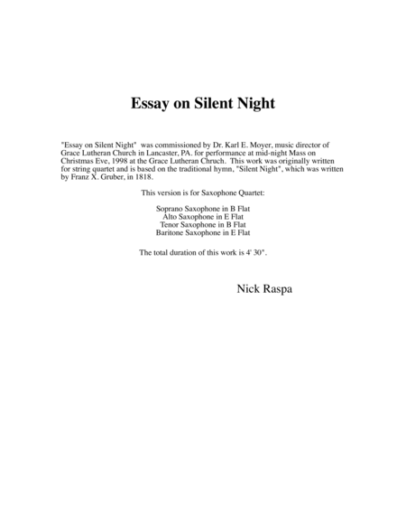 Essay on Silent Night (saxophone quartet) - Score image number null