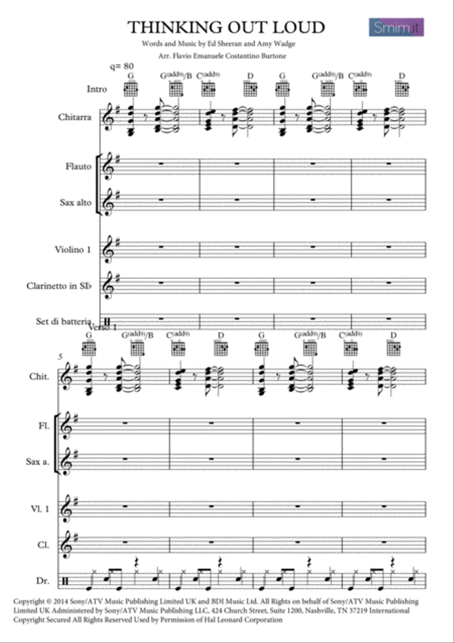 Thinking Out Loud Flute scores gallery preview page 1