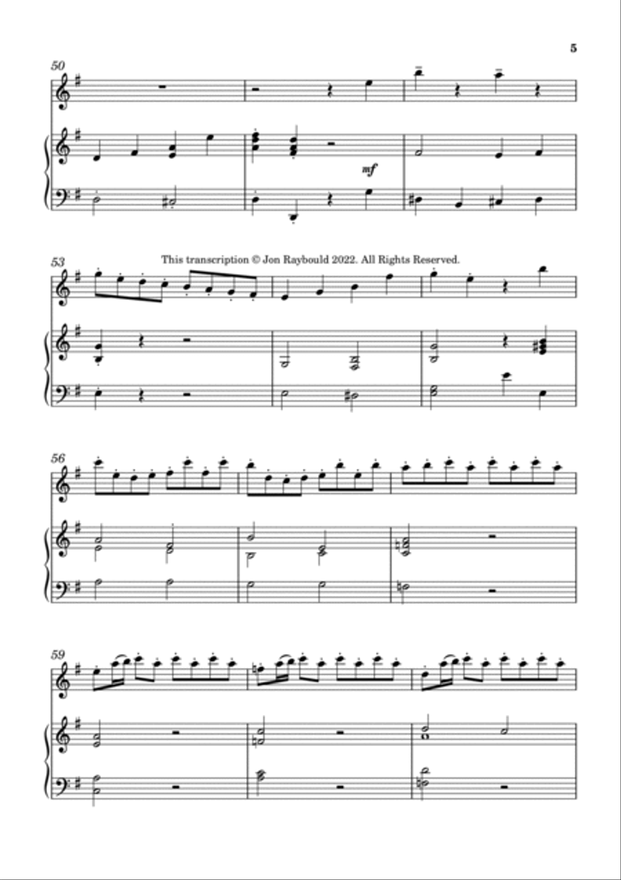 Telemann Viola Concerto (4th Movement) for flute and piano Flute Solo scores gallery preview page 5