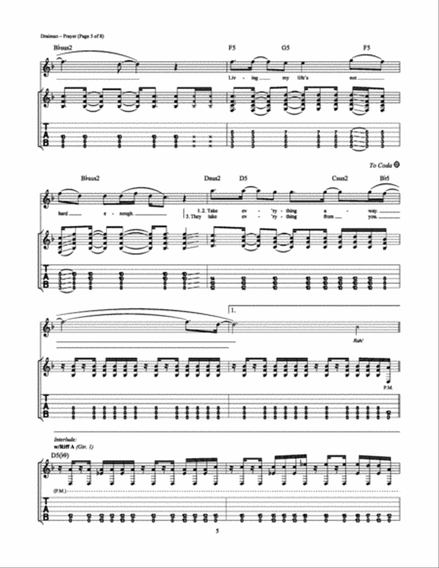 Prayer Prayer Electric Guitar scores gallery preview page 5
