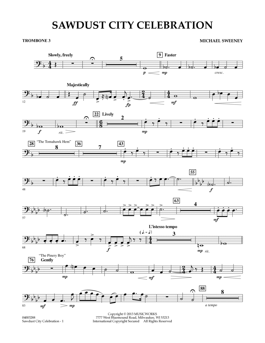 Sawdust City Celebration - Trombone 3 Concert Band scores gallery preview page 1