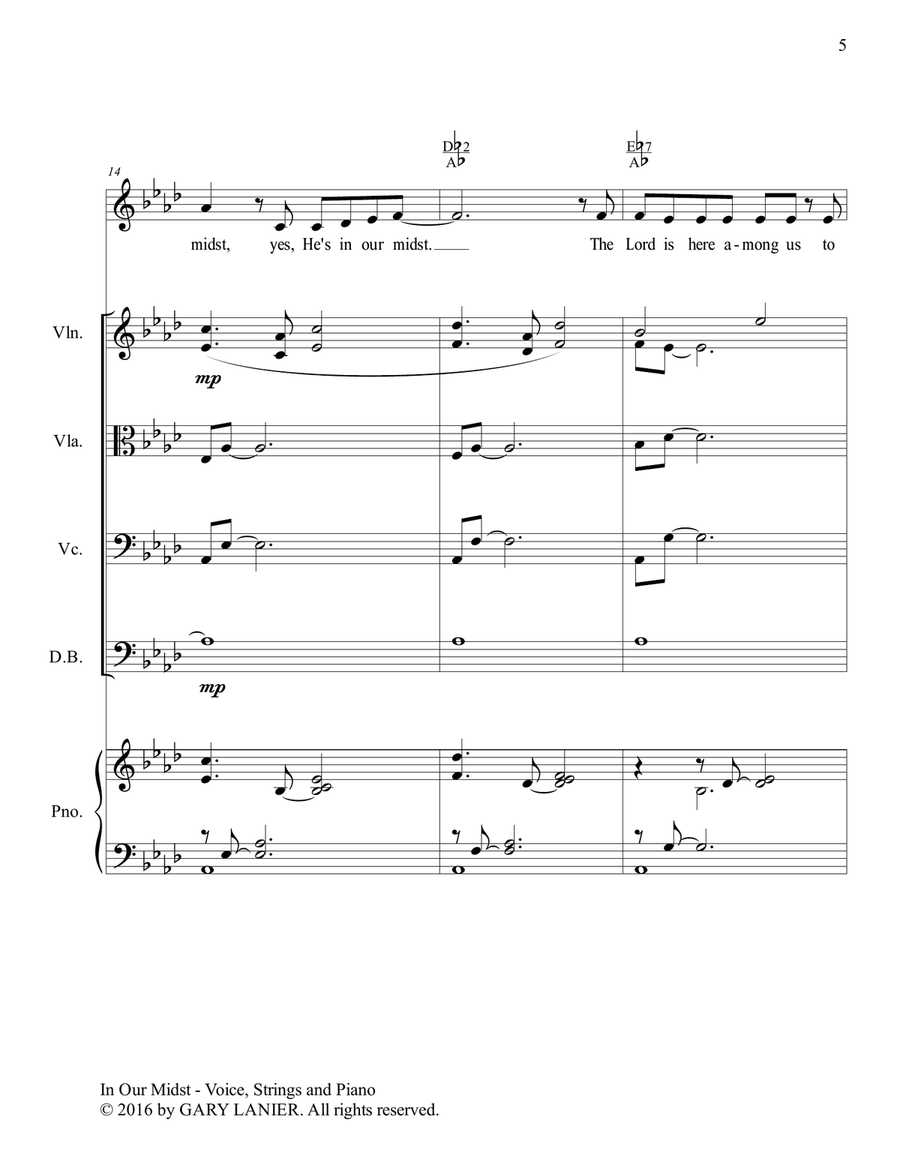 Gary Lanier: IN OUR MIDST (Worship - For Voice, String Orchestra and Piano with Parts) String Orchestra scores gallery preview page 6