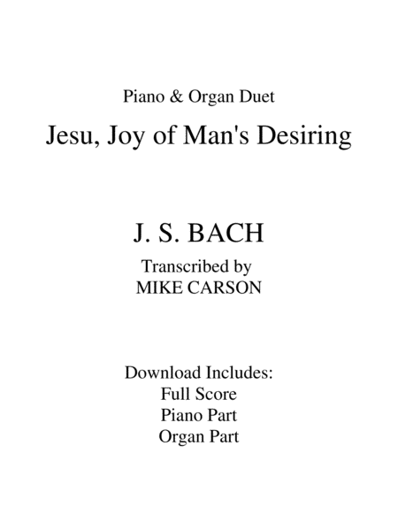 Jesu, Joy of Man's Desiring PIANO and ORGAN DUET image number null