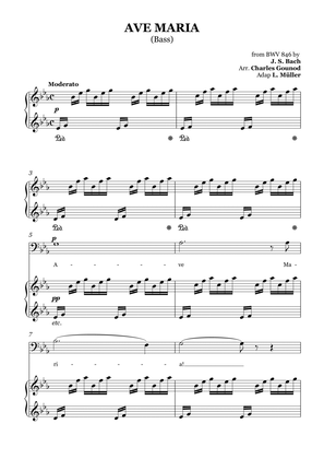 AVE MARIA - Bach/Gounod. For Soloist Bass in E-flat Major with Piano Accompaniment
