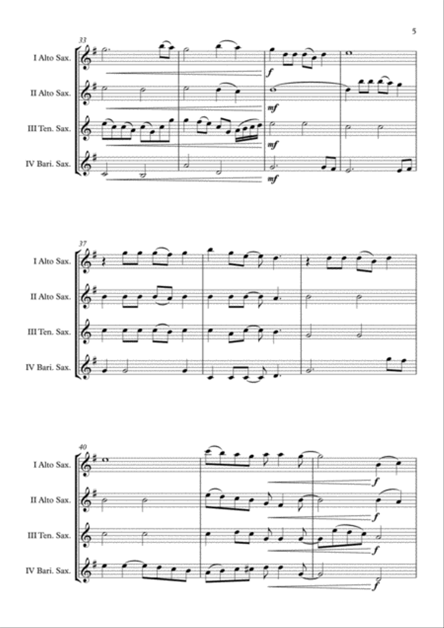 We Have All The Time In The World Saxophone Quartet scores gallery preview page 6