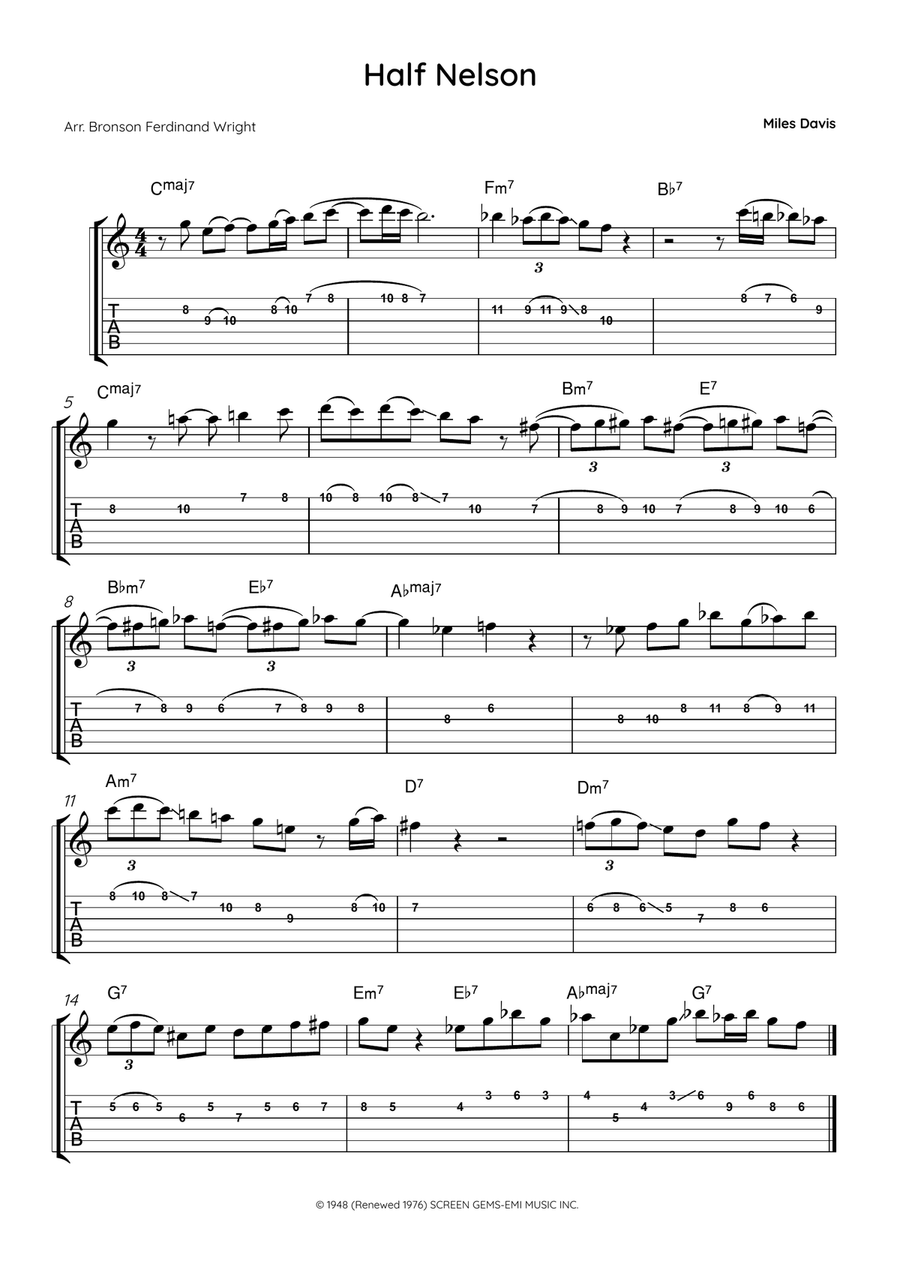 Half Nelson Half Nelson Electric Guitar scores gallery preview page 1