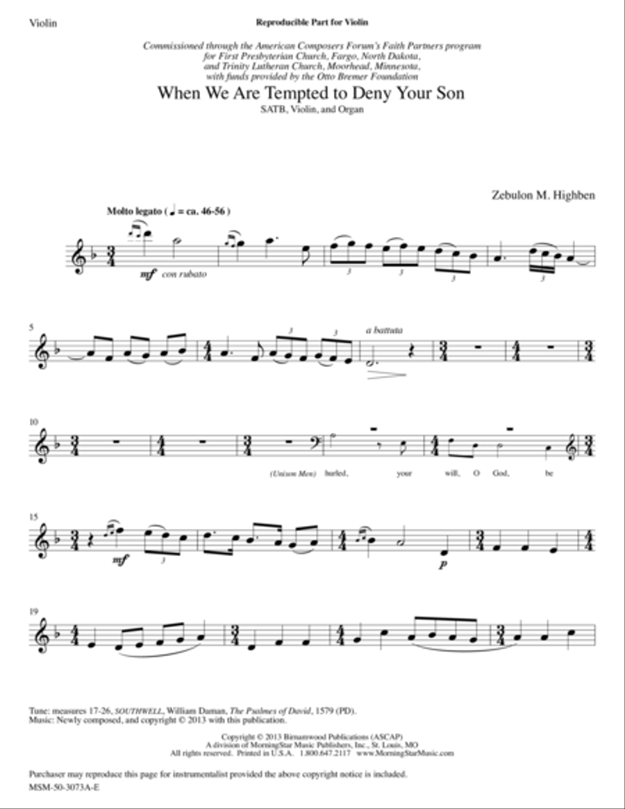 When We Are Tempted to Deny Your Son Choir scores gallery preview page 1