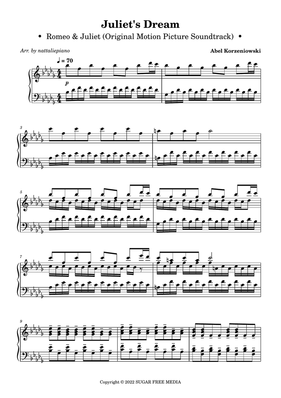Juliet's Dream Piano Solo scores gallery preview page 1