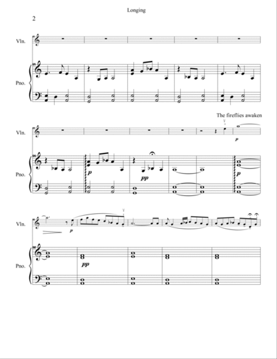 Longing (from Moon Dance of the Fireflies) score Violin Solo scores gallery preview page 2