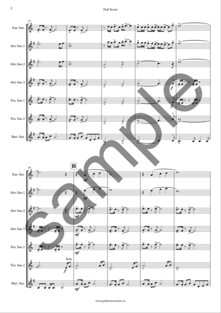 Gonna fly now Gonna fly now Saxophone Ensemble scores gallery preview page 3
