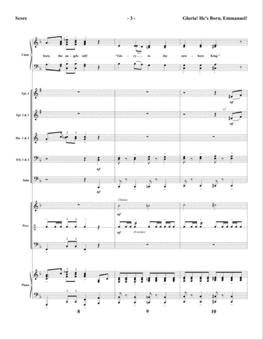 Gloria! He’s Born, Emmanuel! - Brass and Percussion Score and Parts Choir scores gallery preview page 5