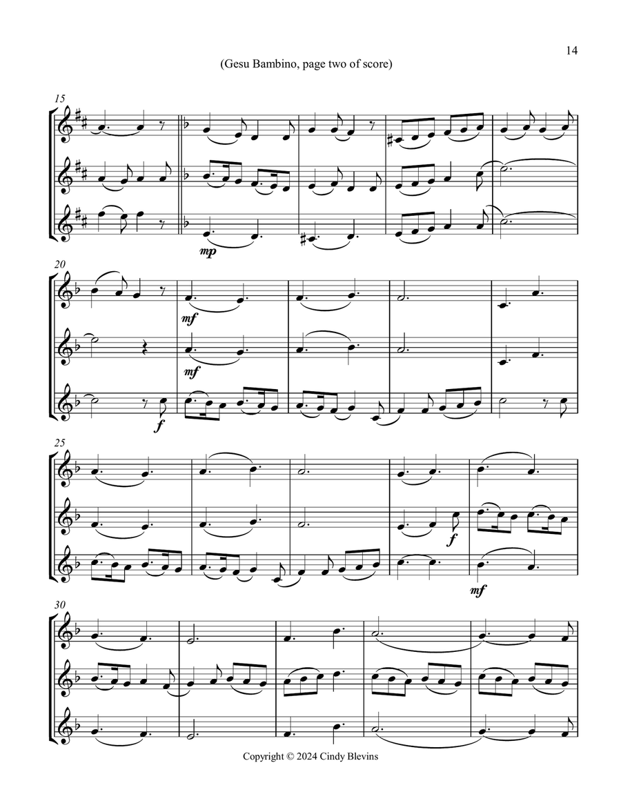 Violin Trios for Christmas, Vol. III (12 Arrangements) String Trio scores gallery preview page 3