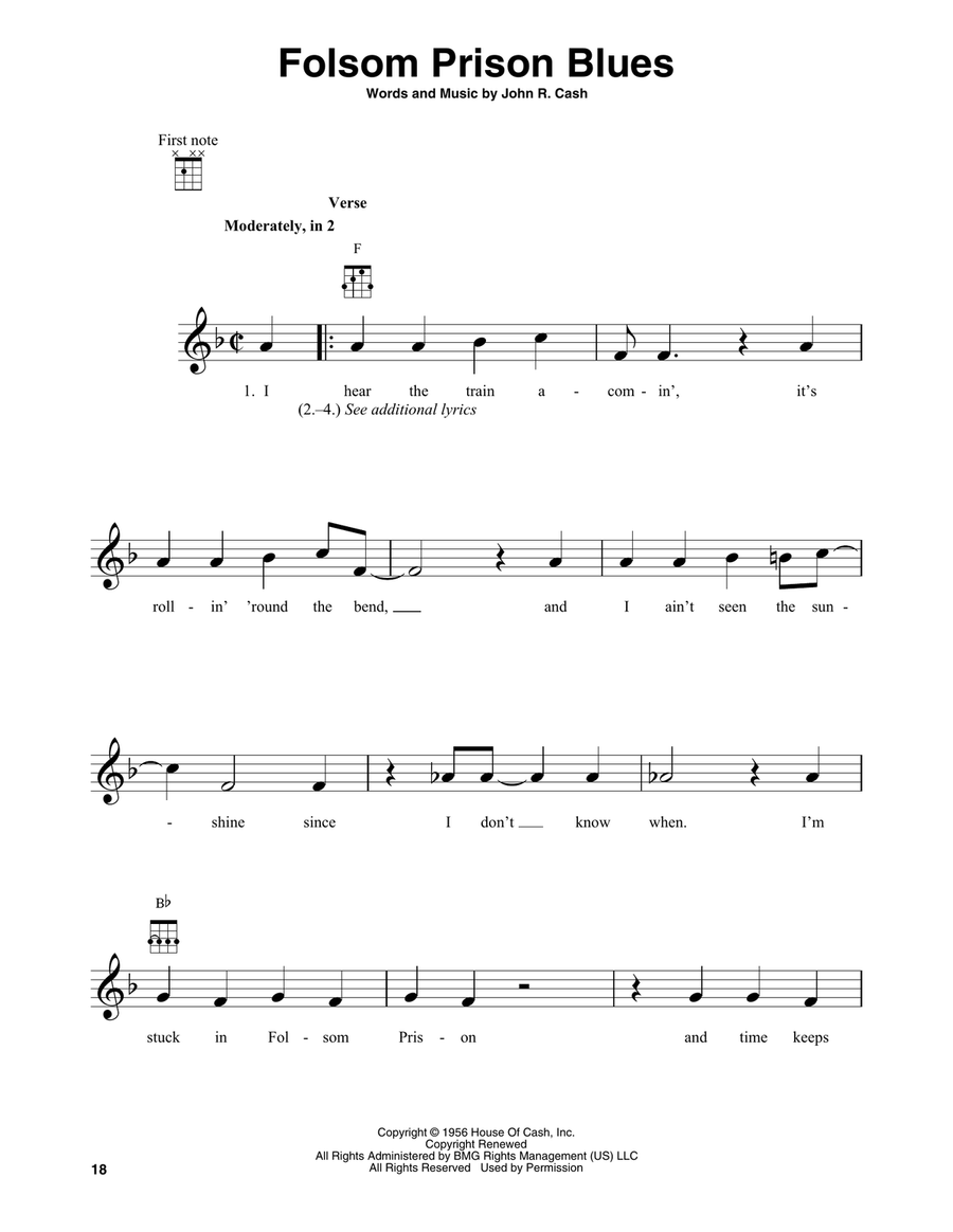 Folsom Prison Blues Banjo scores gallery preview page 1