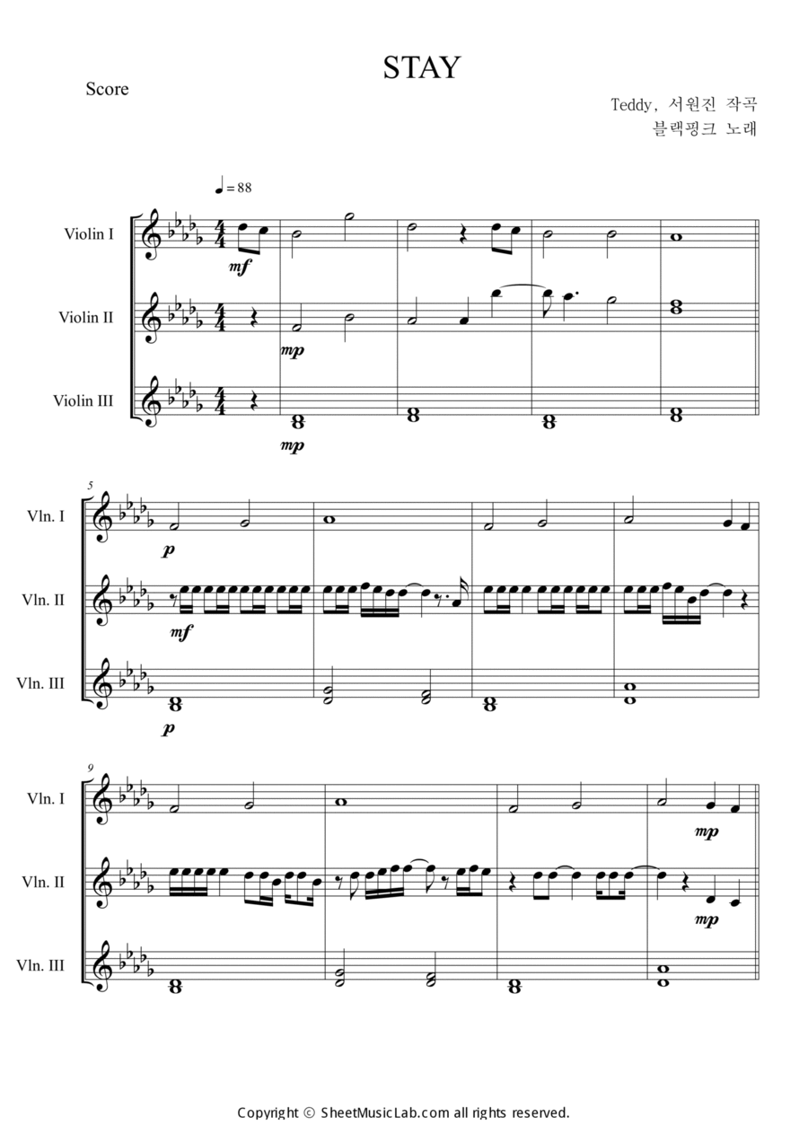 Stay Stay Violin scores gallery preview page 1