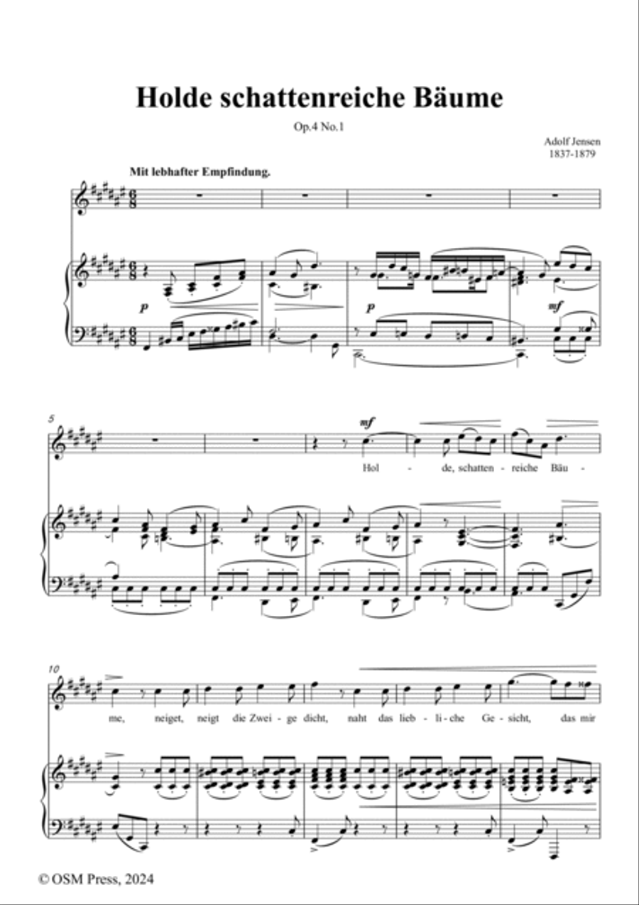 A. Jensen-Holde schattenreiche Bäume,in F sharp Major,Op.4 No.1 Voice scores gallery preview page 2